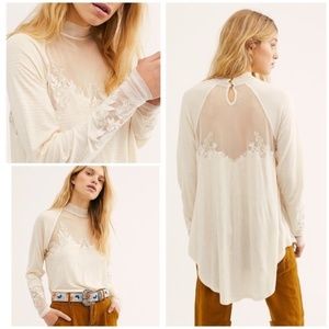 Free People Cream Lace Detail Tunic